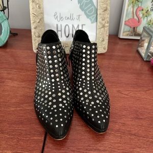 Stunning Studded Black Leather Booties EUC